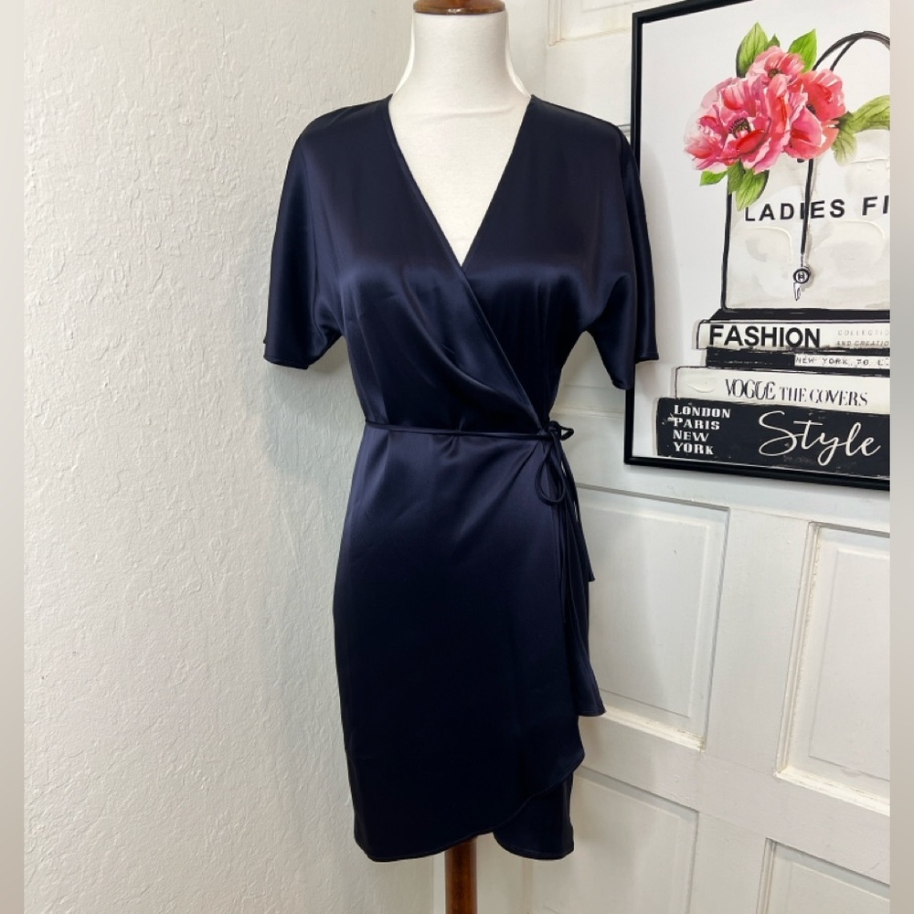 Babaton Navy Blue Mini Wrap Dress Size XS